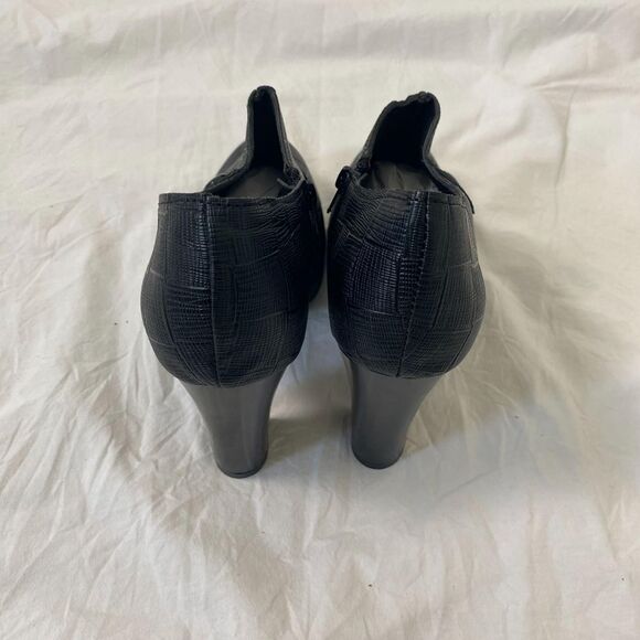 Y2K Chunky Black Structured Faux Leather Office Siren Retro Oxford Heels US 8.5 - Picture 4 of 8